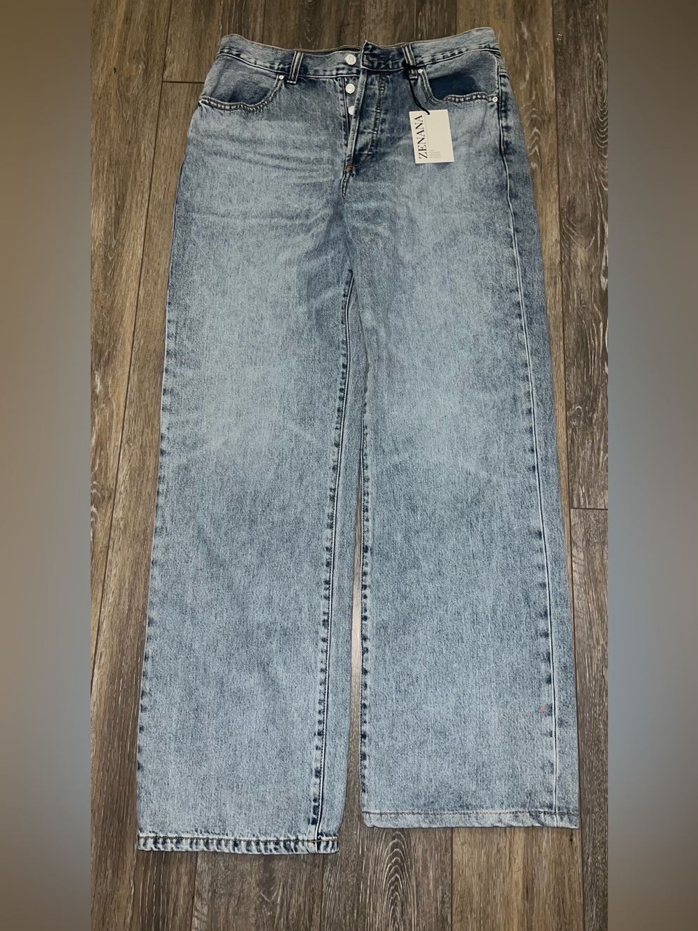 NWT Zenana Light Blue High Rise Wide-Leg Flare Button Fly Jeans size 30